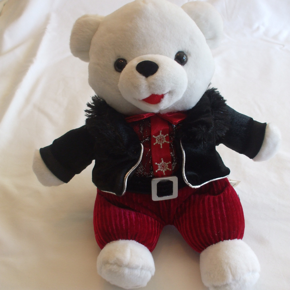 Snowflake White Teddy Bear Dressed